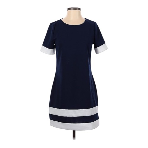 SHEIN Navy Womens Small Blue Sailor Dress A-line Short Pullover Stretch Cruise - 第 1/2 張圖片