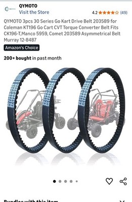 Qymoto 3pc 30 Series Drive Belt 203589 Coleman Kt 196 Ck196-T Manco 5959 Comet 