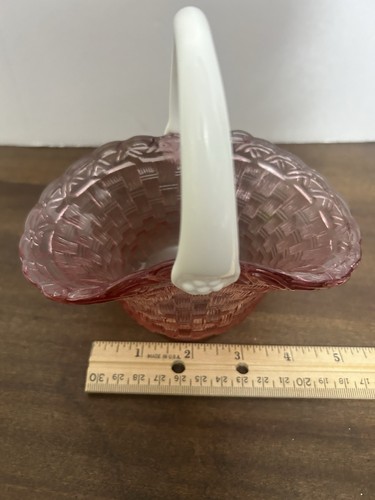 Vintage Decorative Pink Glass Basket - Picture 10 of 10