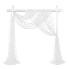 Tessuto Drappeggio Arco Matrimonio, 32” x 33Ft Drappeggi Trasparenti Tessuto Chiffon, Bianco