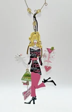 SUNSET VISTA DESIGNS METAL GIRL CHRISTMAS ORNAMENT  PARTY PANTS & CELEBRATE Pink