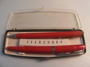 Eversharp Pen & Pencil Set Red 5 inch Vintage Original Case
