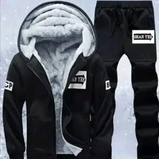 Black Fleece Tracksuit Set - New, Winter Warm, Sizes 100-110