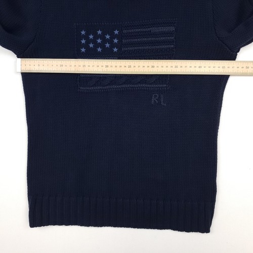 Polo Ralph Lauren American Flag Jumper Medium UK 10 12 Women Sweater USA Blue - Picture 10 of 17