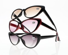Women Cat Eye Stylish Tinted Lens Anti Reflective Sun Readers Reading Glasses
