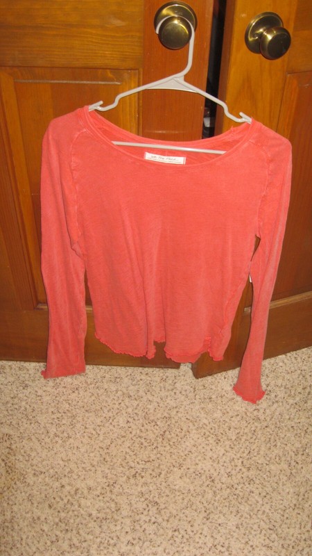 FREE PEOPLE LONG SLEEVE RED PULLOVER COTTON SHIRT SIZE XL NEW WITH TAGS