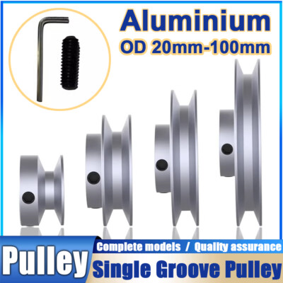 #ad OD 20mm 100mm Aluminium V Groove Pulley With Fixed Screw for 5mm 6mm Width Belt $66.99