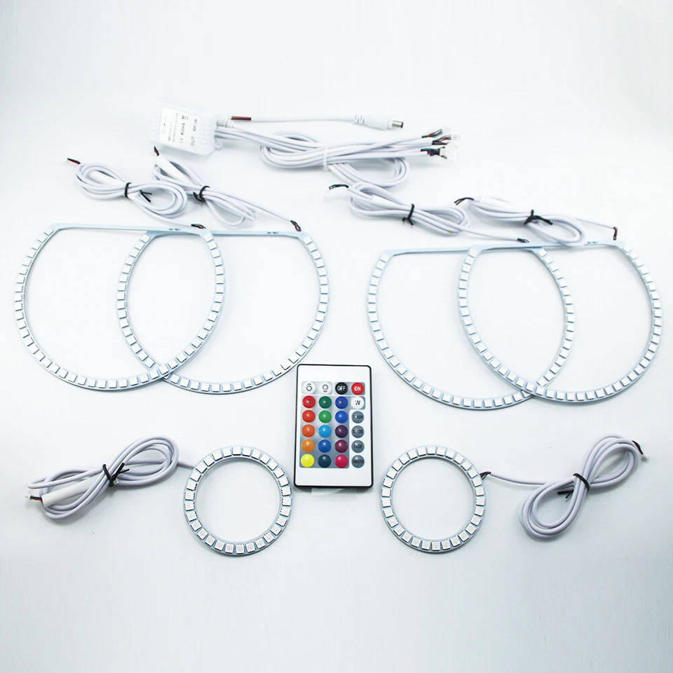 Multi-color Led Angel Eyes Kit RGB Halo Rings Light For Dodge Challenger 2008-14 - Image 3 of 4