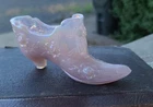 Fenton Lt Pink Opalescent Glass Cabbage Rose Shoe Slipper Boot Vintage Carnival