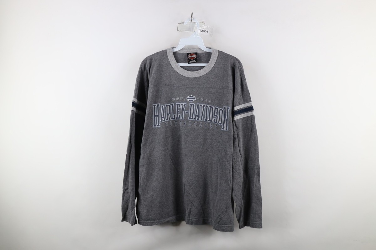 Vintage Y2K Harley Davidson Mens Large Faded Spell Out Long Sleeve