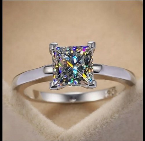 Fashion Jewellery 925 Sterling Silver tone Cubic Zirconia,crystal Ring UK Size N