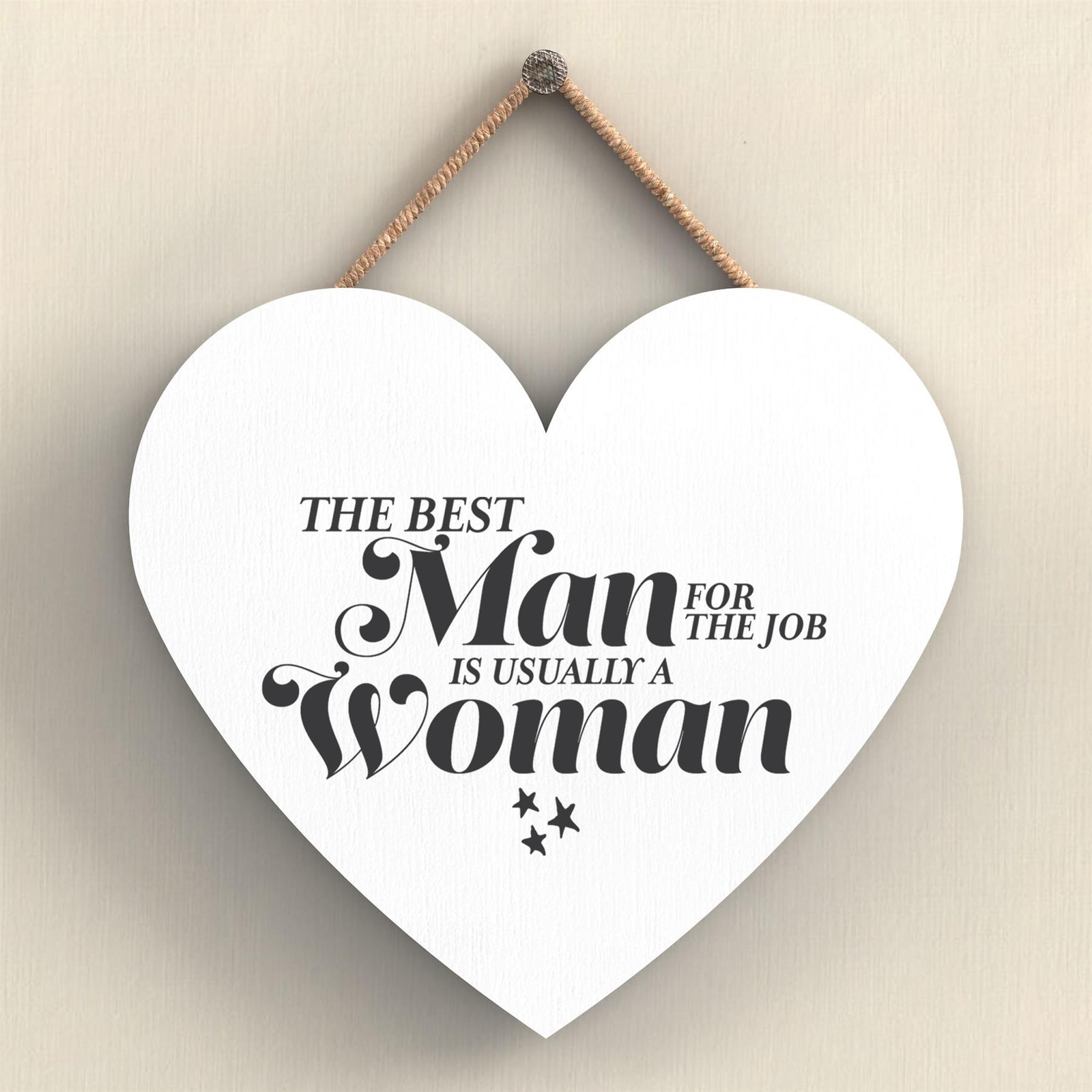 Best Man For The Job Typography Novelty Gift Wooden Heart Wall Hanging Plaque