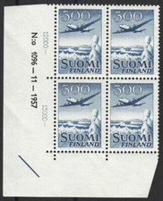 Douglas DC-6 Air Mail C4 Aviation Aero Finair Finland Mint MNH Corner Block 1958