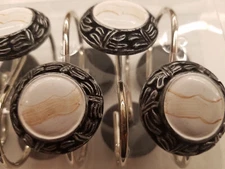 NEW 12PC VINTAGE Fairmont Hand Painted Crafted Resin Shower Curtain Hooks RARE