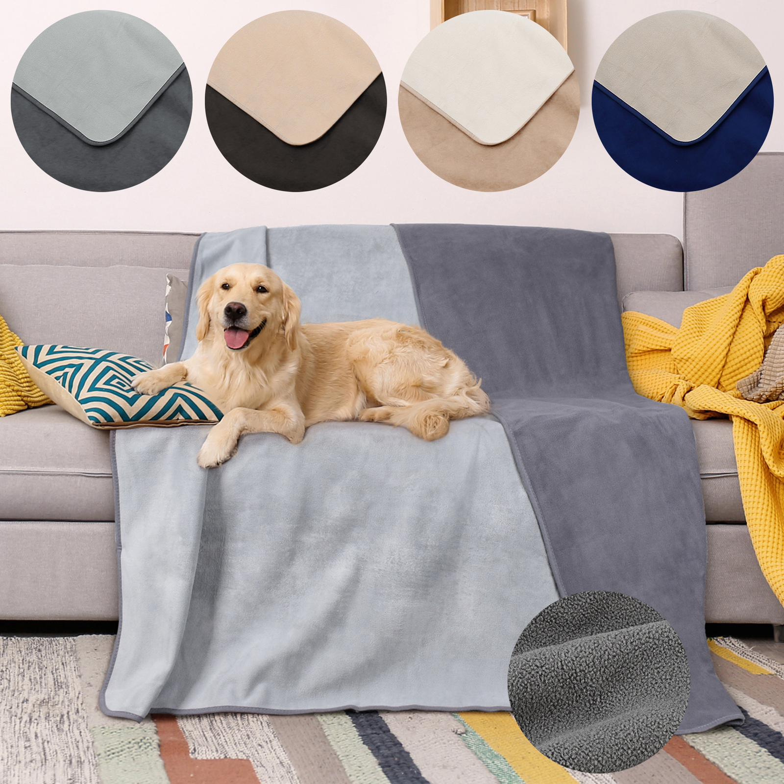 Waterproof Pet Blanket Pee Urine Proof Dog Blanket Soft Reversible