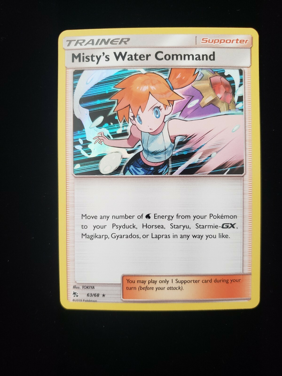 Pokemon Misty's Water Command 63/68 Holo Rare Card - Hidden Fates