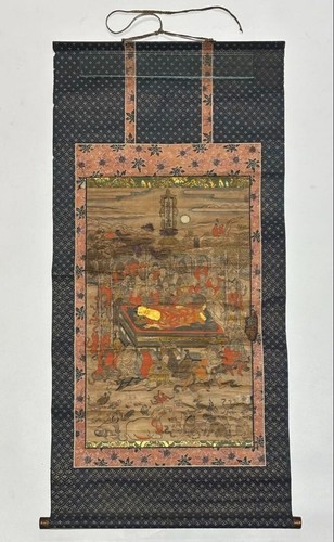 Vintage Buddha Nirvana Scroll – Japanese Nehan-zu Print Hanging, Showa Era - Picture 2 of 11