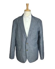 J.Crew Ludlow Chambray Somelos Cotton Linen Suit Size 44L 35X32 NWT