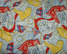 Cowboy Western novelty fabric material 62x45" bandanas and shirt collars cute