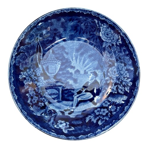 Antique Historical Staffordshire Blue Transferware Bowl - Benjamin Franklin - Picture 3 of 5