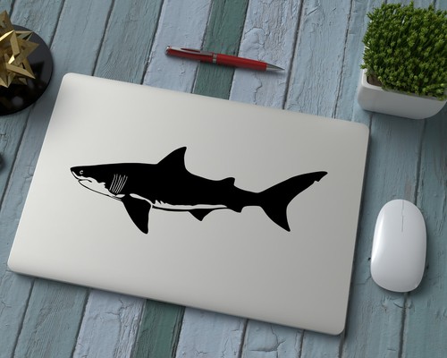 Great White Shark Decal - Unique Vinyl Art Sticker for Laptop, Car Window - Picture 1 of 21