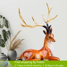 Modern Art Bronze Deer Statue Creative Sika Deer Bronze Sculpture Animal Crafts
