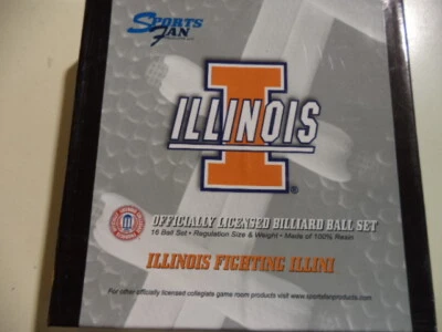 SPORTS FAN Illinois Fighting Illini Billiard Ball Set
