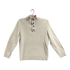 INC INTERNATIONAL CONCEPTS Mens L 1/4 ZIP-SNAP Sweater Pullover Chalk Gray