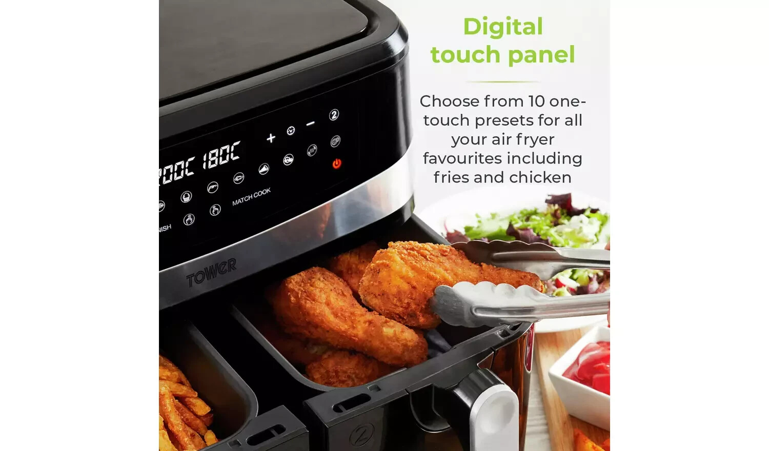 Tower T17088 9L 2600W Dual Basket Vortx Air Fryer Black 4096137 R 2TM