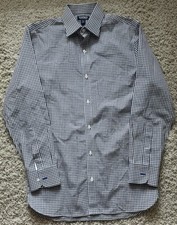 Men  s Bonobos Navy Check Dress Shirt Size 14.5/32