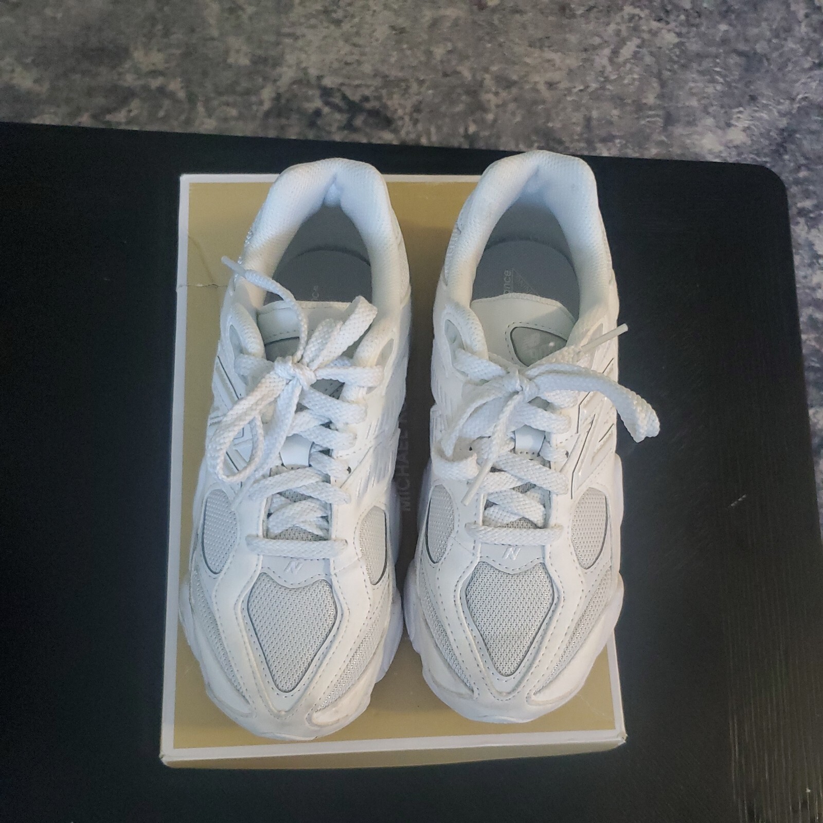 Girls' Size 3.5 New Balance 9060 Triple White Sneakers image 5