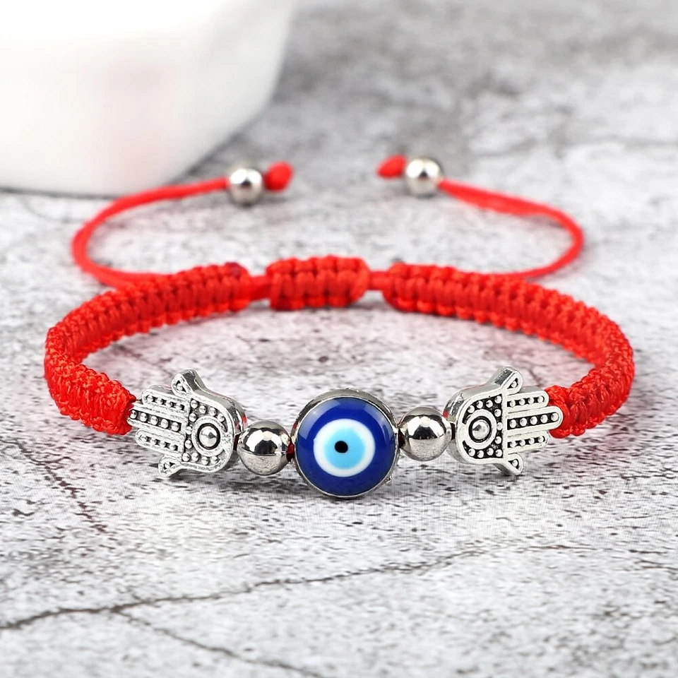 Pulsera Roja Protección del Mal de Ojo Buena Suerte Ajustable Hamsa Ojo Lucky Foto 3 de 4