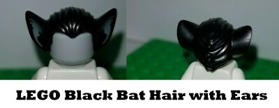 LEGO Minifigure Bat Hair Black Gray Ears Front Point Combed Dracula Ducktail