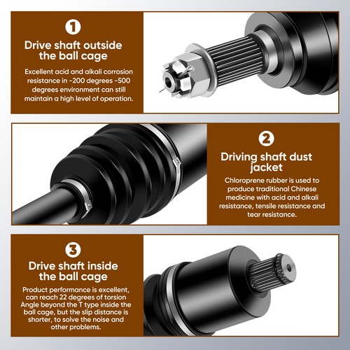 Front Side CV Axle Shaft For Polaris RZR XP Turbo EPS DYNAMIX Edition 2018-2019 - Picture 5 of 17