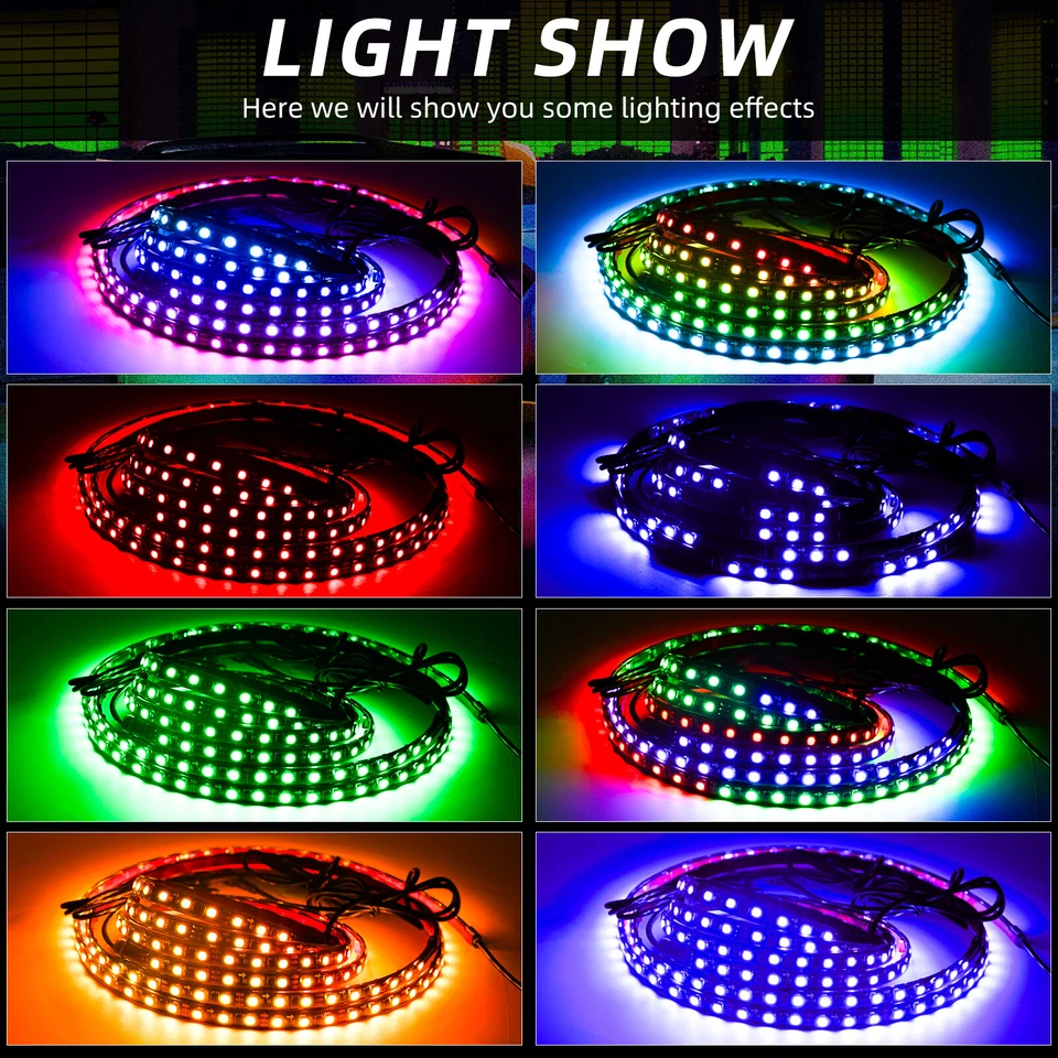 For Nissan 6X RGB Underglow LED Kit Brake Reverse Turn Signal Strips Neon Light - Image 4 of 4