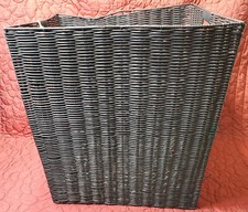 Used Laundry Bin Storage Hamper Dark Black Gray Woven Carry Square Shape