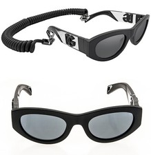 DOLCE & GABBANA RUBBER Black Crystal Mirrored String Strap DG6174 Sunglass 6174