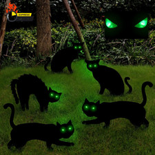 Outdoor Halloween Decorations, 5Ct Black Cat Yard Decor with LED Lights in Eyes,