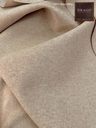 BEIGE Wool Flannel Suiting Fabric Super 120's Twill DRAGO Woven in ITALY 2.92 m. - Picture 3 of 12