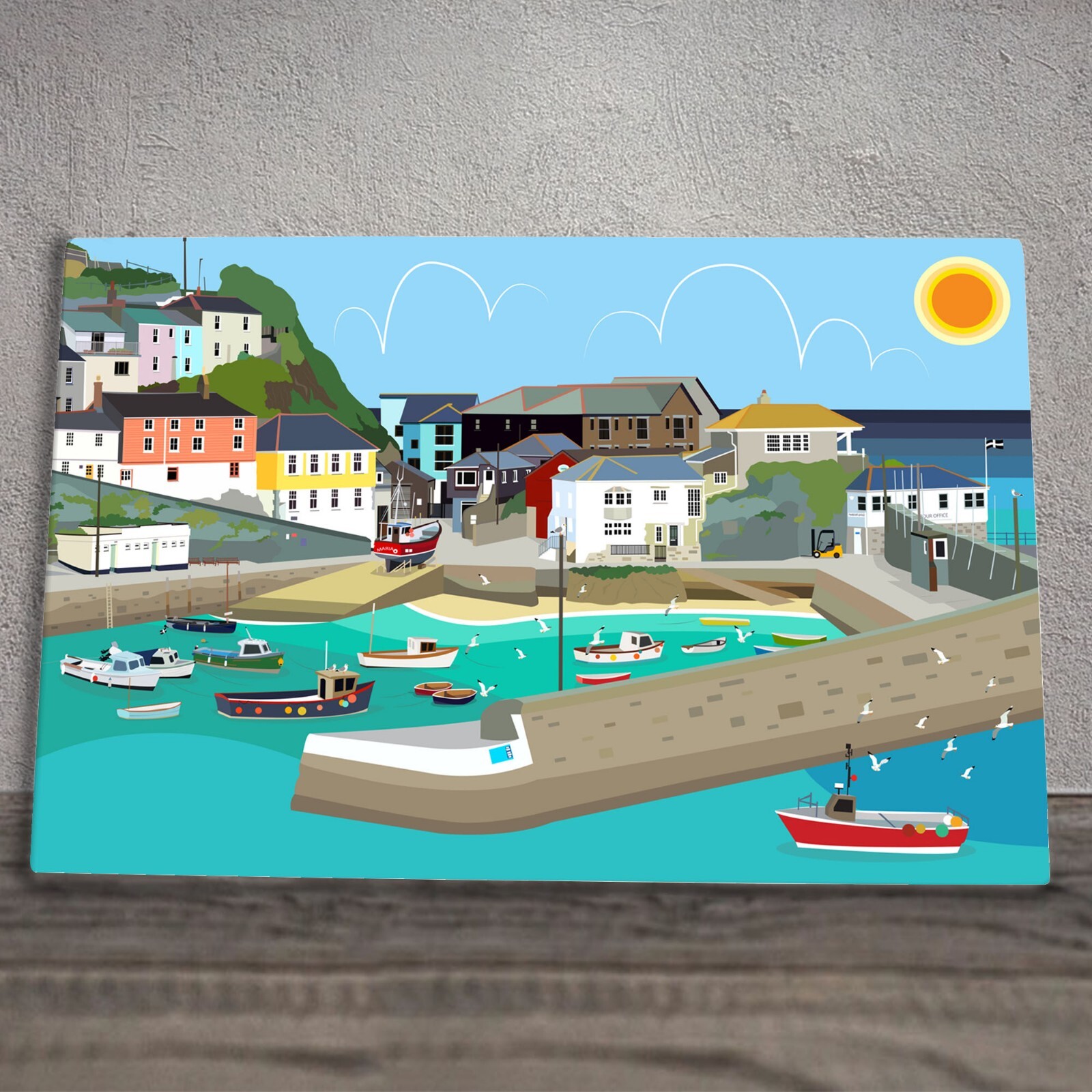 Mevagissey 2 Ceramic Tile Plaque Sign Nautical Harbour Wall Art By Kate Pearson