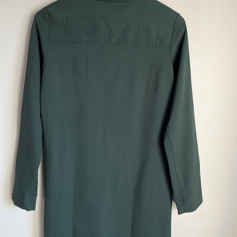cos green wool dress COS Pleated Wool Mini Dress