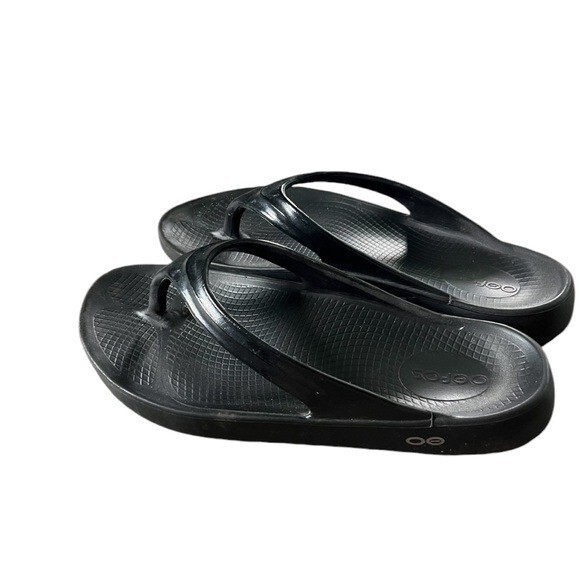 OOFOS OOlala Sandal Womens Black Flip Flop Thong Size 9 | eBay