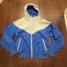 Vintage Nike Blue Tag Label Hoodie Windbreaker Jacket Coat Retro 1980's S Blue