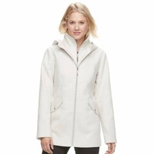 Womens Jacket Details White Hooded Zip Up Lined Heavy Winter Coat $150-size 2xl
