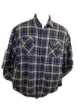 WRANGLER Sherpa Lined Flannel Shirt Jacket Men's M Plaid Long Sleeve Blue Black