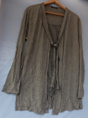 25070. Langarmshirt Oberteil  2Lagenshirt  Gr. 46 grau schwarz  Via Appia