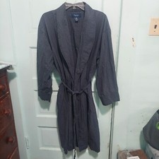Nautica Men's Gray Plaid Cotton Robe. Long Sleeves Includes Tie. X, XL