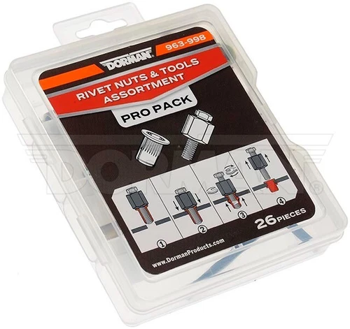 Dorman 963-998 Rivet Nuts And Hand Tool Assortment - Metric M5, M6, M8
