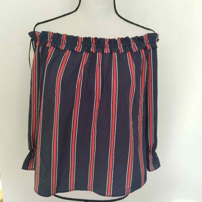 Divided by H&M off the shoulder vertical stripes blouse s 10