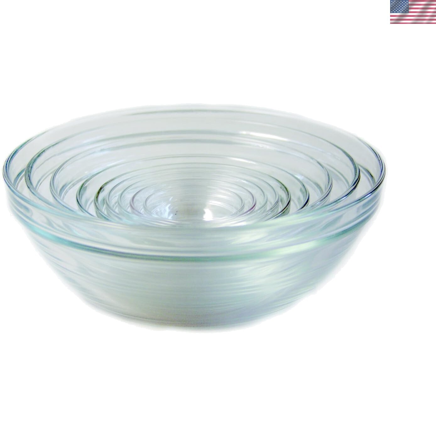 Made In France Lys Stackable 9-Piece Glass Bowl Set,Clear